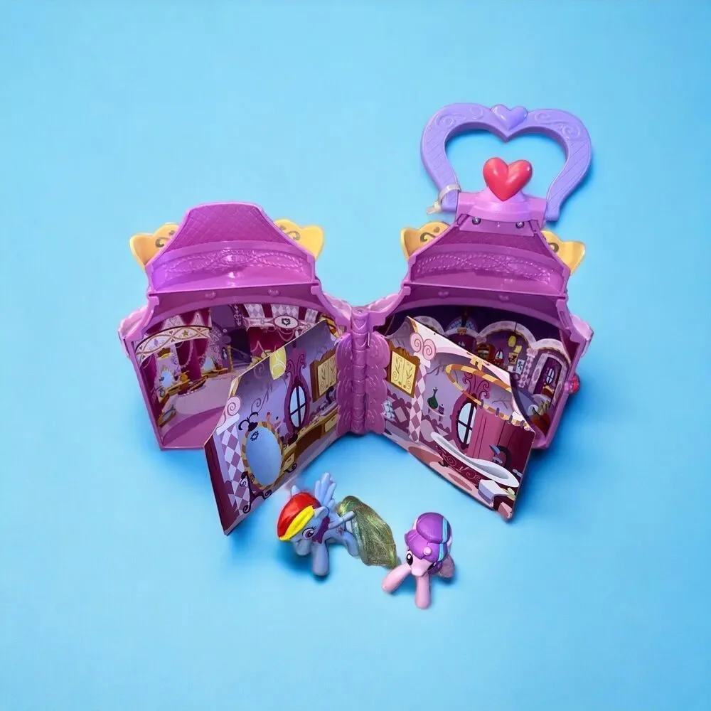 My Little Pony - Portable Castle House Case Flip Card Rooms - 2014  With 2 Ponys